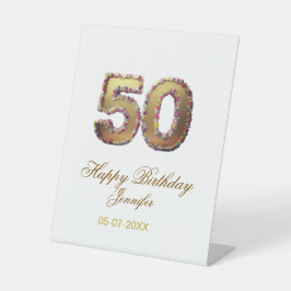 Expositor En L 50th birthday add name date year gold floral bold 