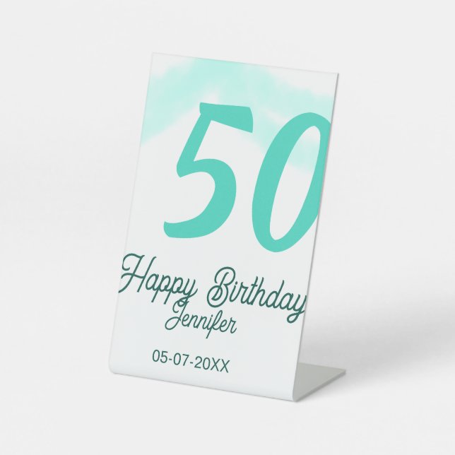 Expositor En L 50th birthday add name date year green pastel bold (Anverso)