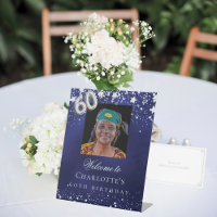 60.º cumpleaños estrellas de plata azul foto bienv