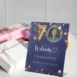 Expositor En L 70.º cumpleaños estrellas de oro azul foto bienven