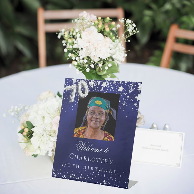 Expositor En L 70.º cumpleaños estrellas de plata azul foto bienv (Subido por el creador)