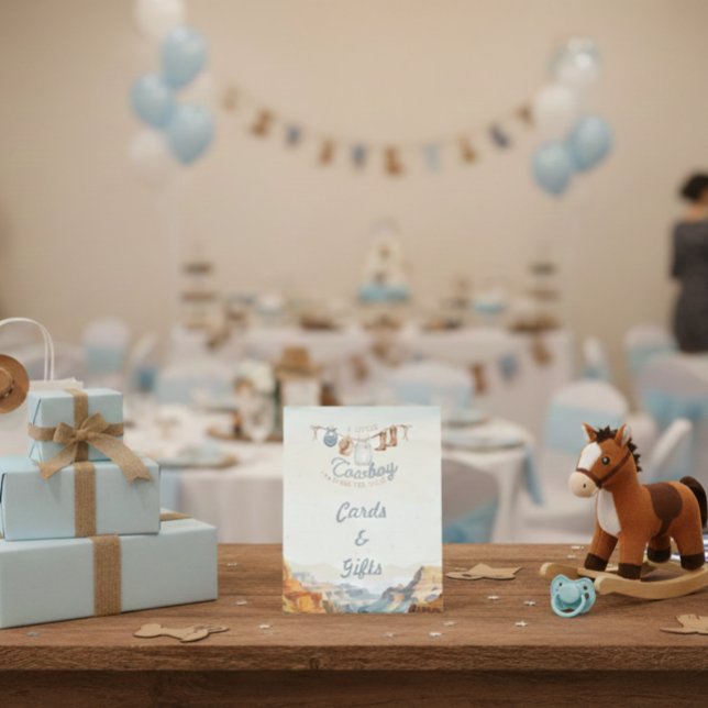 Expositor En L A Little Cowboy Baby Shower Cards and Gifts Sign (Subido por el creador)