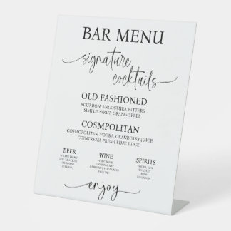 Expositor En L Acrylic Wedding Bar Menu Sign
