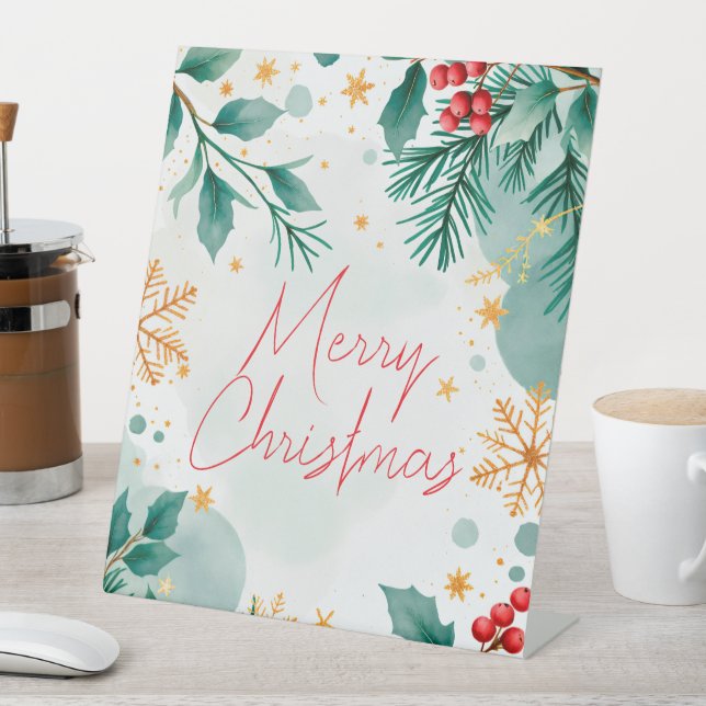 Expositor En L Acuarela Feliz Navidad Rótulo Pedestal - Saltos (In Situ)