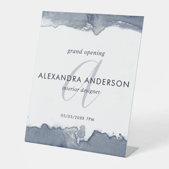 Expositor En L Acuarela gris monogramo Apertura mínima de gran ta (Anverso)