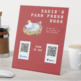 Expositor En L Acuarela Hen Fresh Eggs QR Código Pago