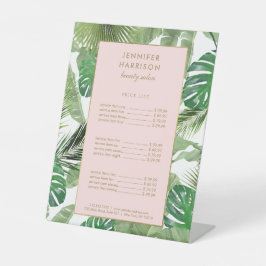 Expositor En L Acuarela Patrón de hojas tropicales Rótulo peatona