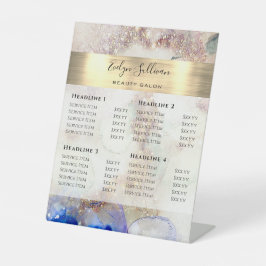 Expositor En L acuarela purpurina y lista de precios de Relieve m