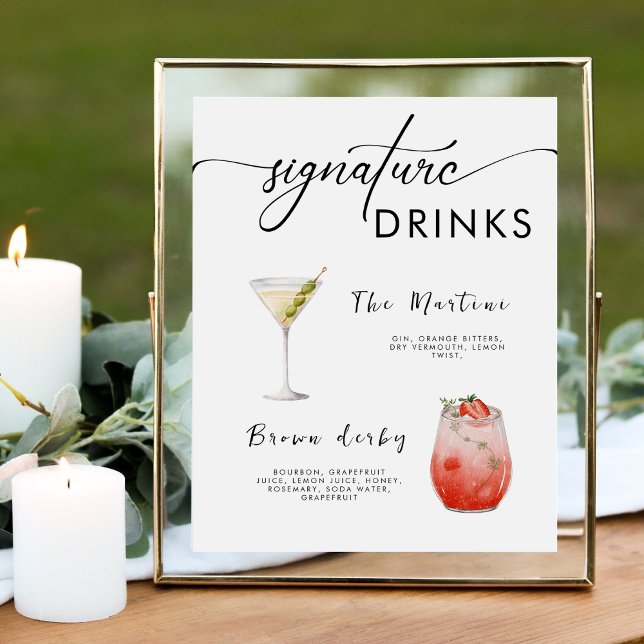 Expositor En L ADELLA Boda moderno Menú de bebidas con firma (Subido por el creador)