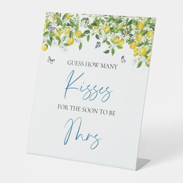 Expositor En L Adivinen cuántos besos Rótulo | Lemon Bridal Showe (Anverso)