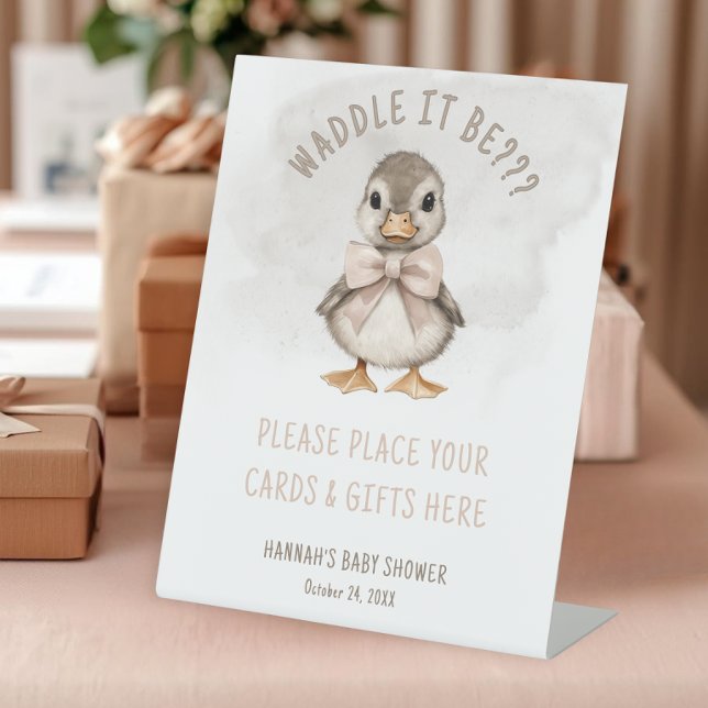 Expositor En L Adorable Duckling Waddle It Be Baby Shower Gift (Adorable Duckling Waddle It Be Baby Shower Gift Table Pedestal Sign)