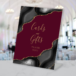 Expositor En L Agate Black Gold Burgundy Bodas Tarjetas y Regalos