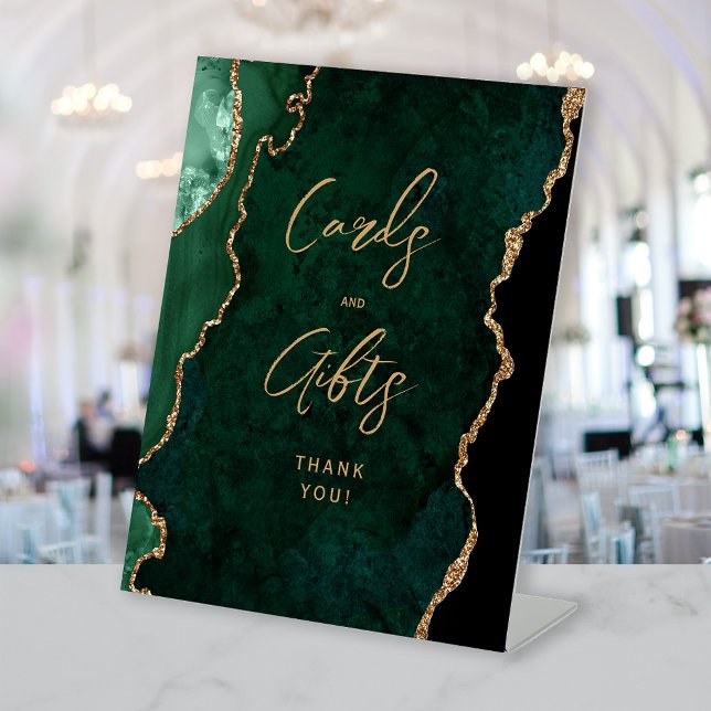 Expositor En L Agate Emerald Green Gold Wedding Cards Gifts (Subido por el creador)