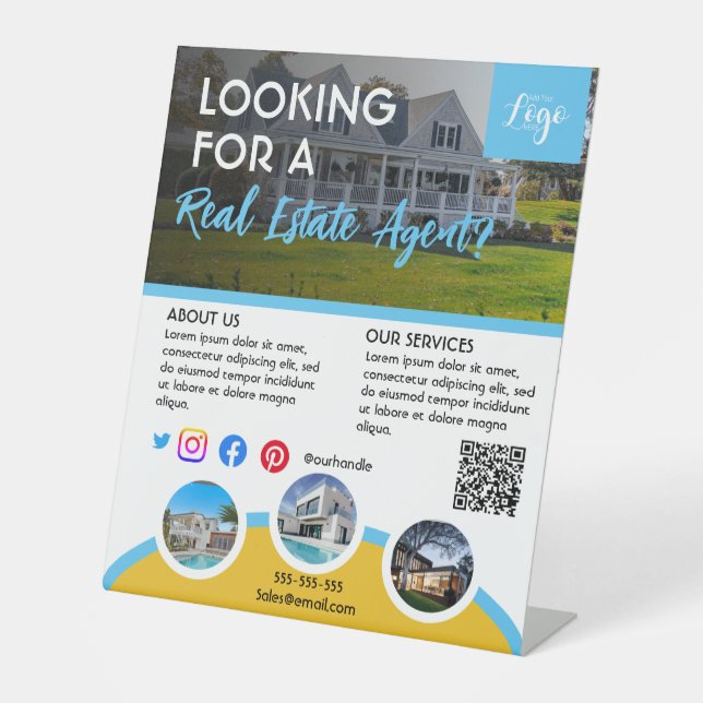 Expositor En L Agente inmobiliario propiedad de la casa abierta v (Anverso)