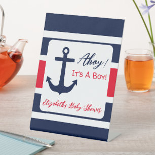 Expositor En L ¡Ahoy es un chico! Baby Shower naumático