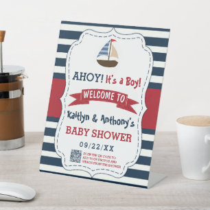Expositor En L ¡Ahoy es un chico! Bienvenidos a Baby Shower Nauti