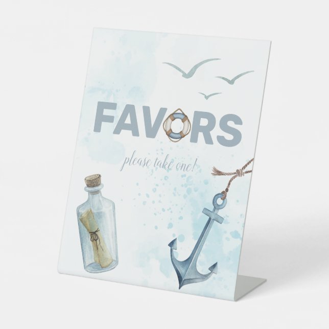 Expositor En L ¡Ahoy! Rótulo peatonal Baby Shower Nautical (Anverso)