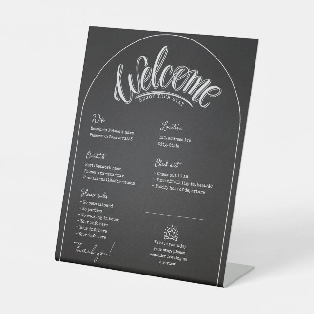 Expositor En L Airbnb Vacation Rental House Bienvenida Rótulo Ped (Anverso)