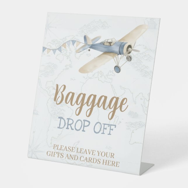 Expositor En L Airplane Aviator Pilot 1st Birthday Baggage Drop (Anverso)