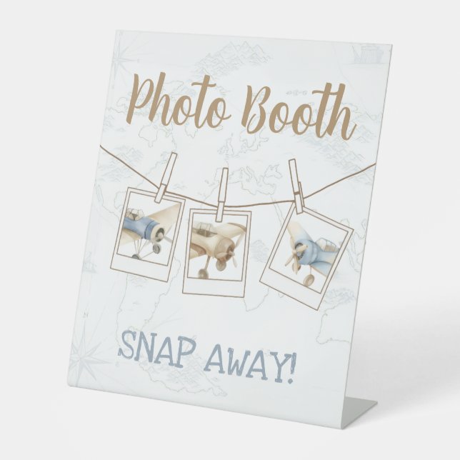 Expositor En L Airplane Aviator Pilot 1st Birthday Photo Booth (Anverso)