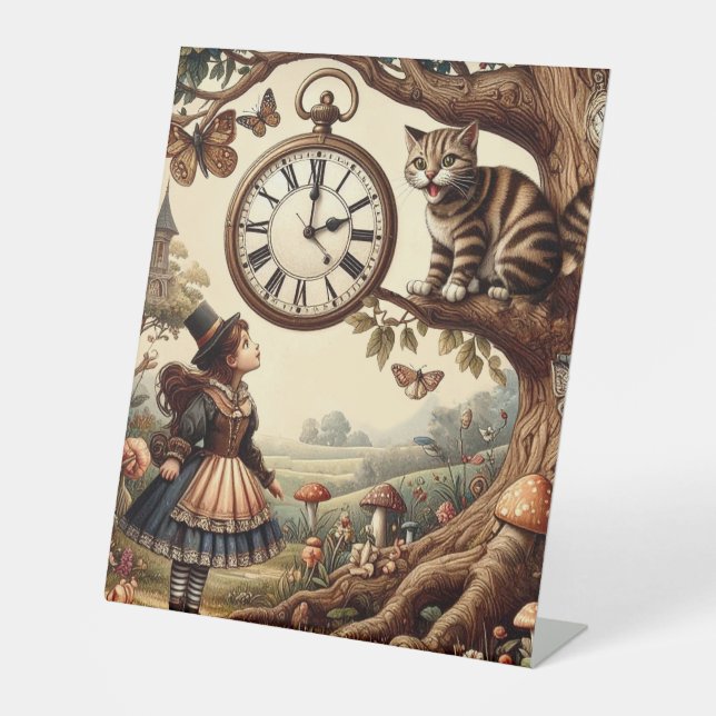 Expositor En L Alice & Cheshire Cat: Whimsical Wonderland Fantasy (Anverso)