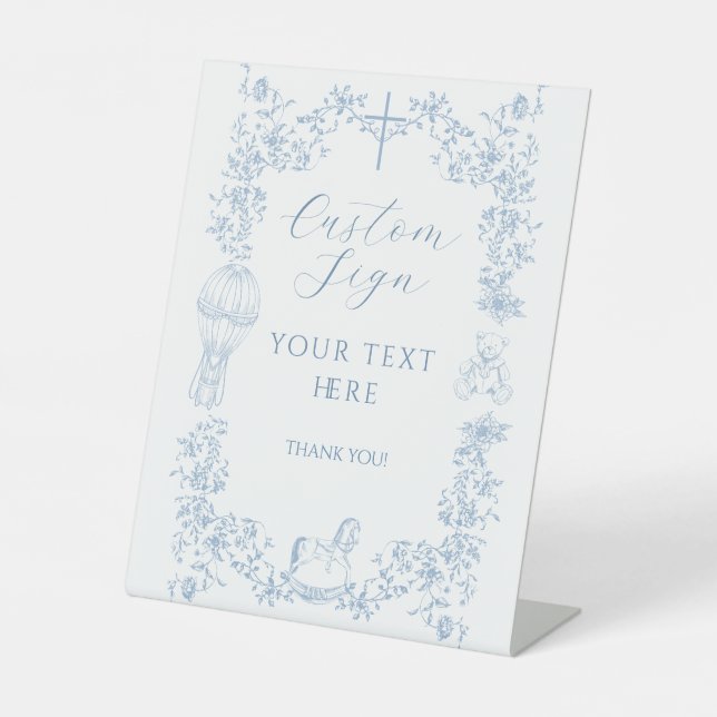 Expositor En L All Blue Toile Boy Baptism Elegante Personalizado (Anverso)