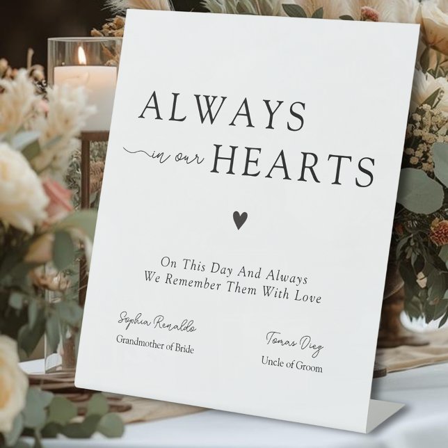 Expositor En L Always In Our Hearts Wedding Remembrance  (Always In Our Hearts Wedding Remembrance Pedestal Sign)