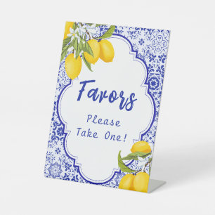 Expositor En L Amarillo Azul Italiano Lemon Bridal Shower Favor