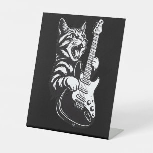 Expositor En L Amor por Música Genial Gato de Rock Tocando Guit