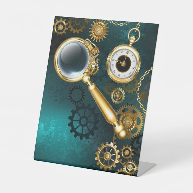 Expositor En L Ampliador en estilo Steampunk (Anverso)