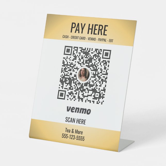 Expositor En L Añadir código QR Venmo para pequeñas empresas (Anverso)