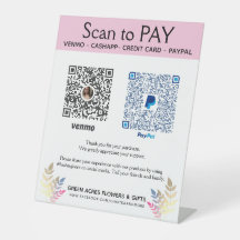 Añadir dos códigos QR Venmo Pay Here Pedestal Rótu