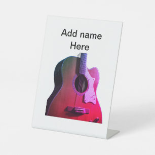 Expositor En L Añadir el nombre texto guitarra acústica marrón ed