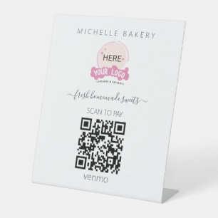 Expositor En L Añadir su logotipo Rubor Pink Bakery QR CODE Pago