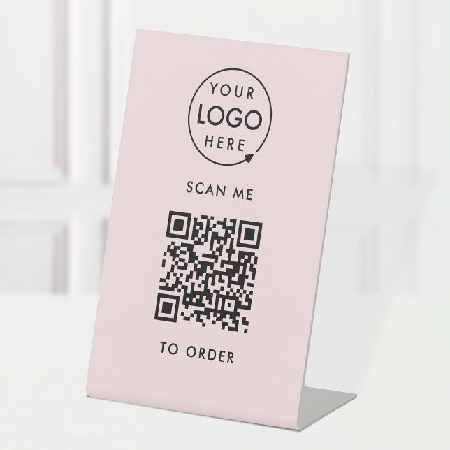 Expositor En L Análisis de código QR para solicitar | Sin contact (Interactive "scan to order" QR code table signs for restaurants, bars, cafes & hospitality events.)