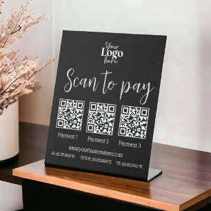 Expositor En L Análisis de moda negra para pagar código QR para p