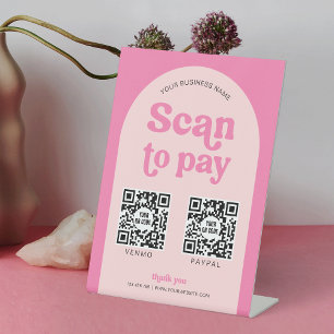 Expositor En L Análisis moderno retro rosado para pagar 2 QR de p