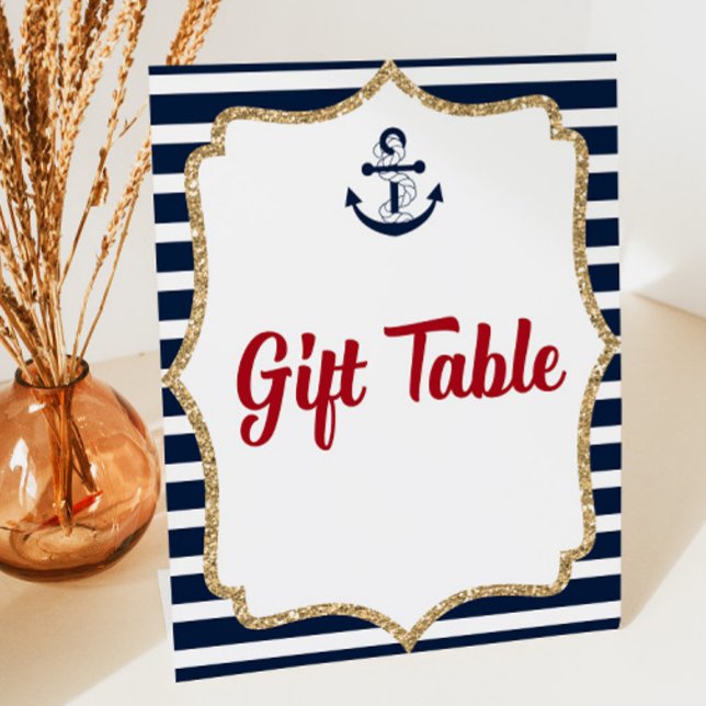 Expositor En L Ancla Náutica Ahoy Rótulo Fiesta de mesa de regalo (Subido por el creador)