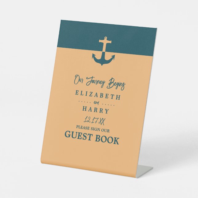 Expositor En L Anclaje náutico - Azul coral - Boda (Anverso)