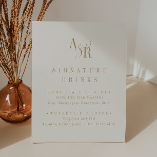 Expositor En L ANDREA Crema de oro Boda moderno bebida de firma