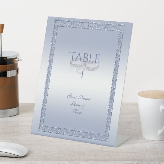 Expositor En L Anillos de boda de purpurina azul y plata (In Situ)