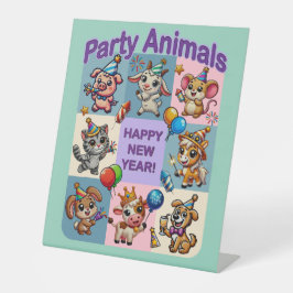 Expositor En L Animales de fiesta "Feliz Año Nuevo"