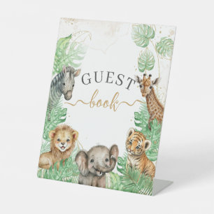 Expositor En L Animales de Safari Libro de Baby Shower Tropical