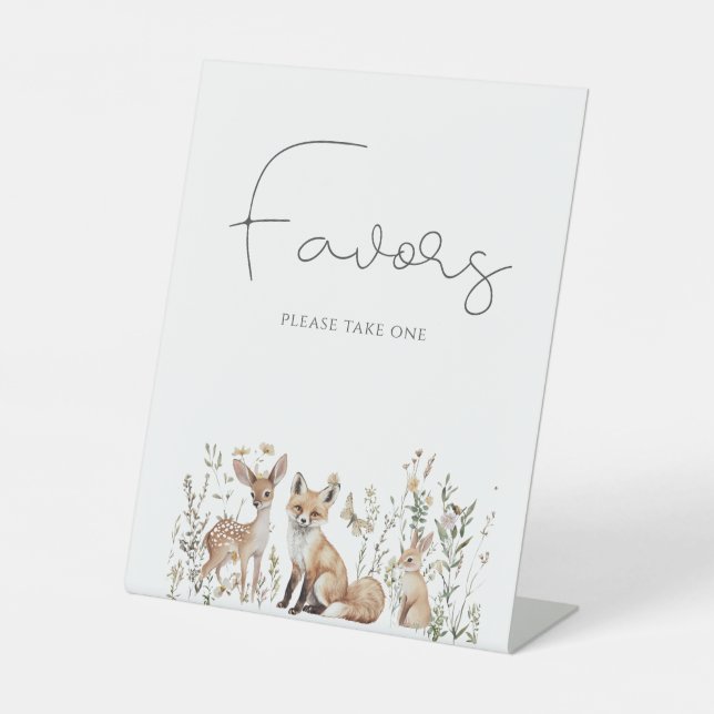 Expositor En L Animales forestales de Woodland Baby Shower favore (Anverso)