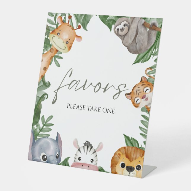Expositor En L Animales Safari salvajes que Baby Shower favorece (Anverso)