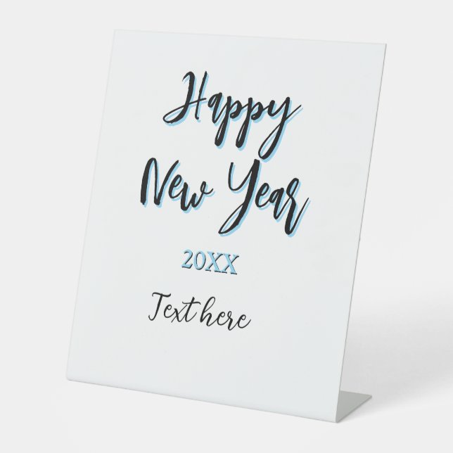 Expositor En L Año nuevo azul negro audaz año simple (Anverso)