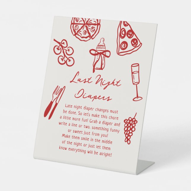 Expositor En L Anoche Diapers Pizza Juego de Baby Shower (Anverso)