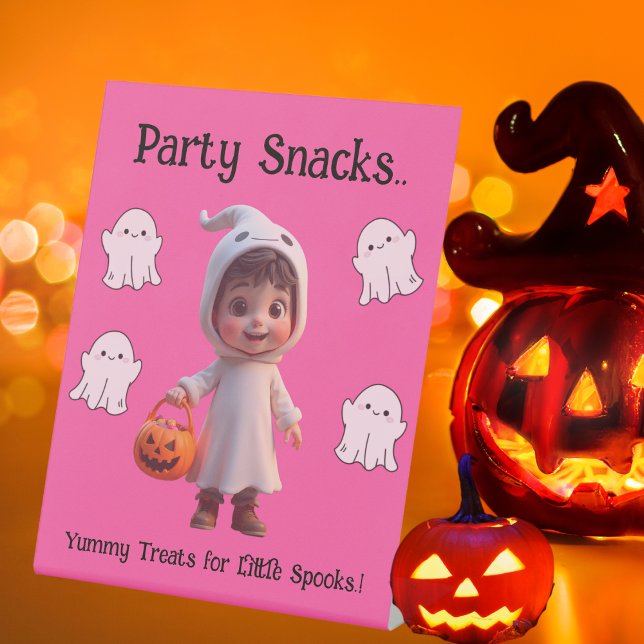 Expositor En L Aperitivos de la fiesta de Halloween para los niño (Little Spooks Halloween Party  Snacks Pedestal Sign)