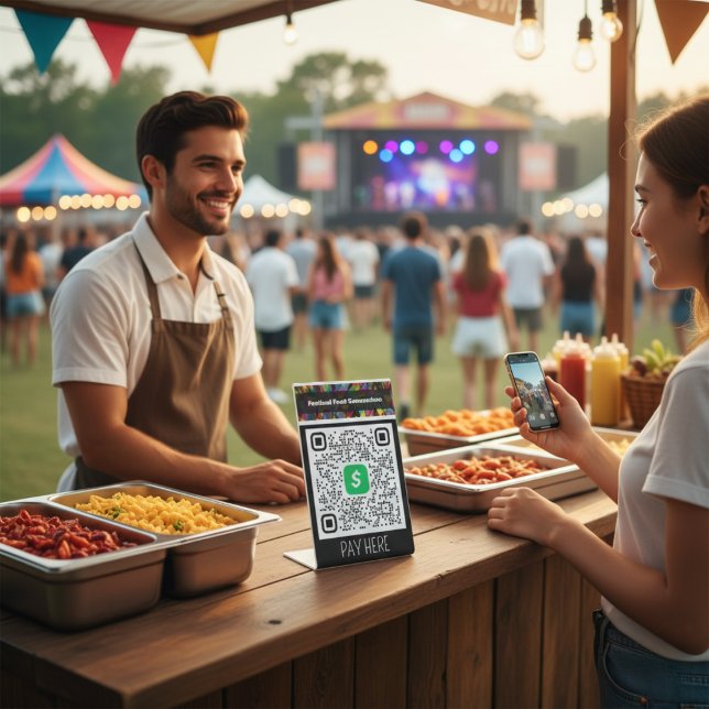 Expositor En L Aplicación de efectivo personalizado para concesio (Festival Food Concessions Personalized Cash App Pedestal Sign)
