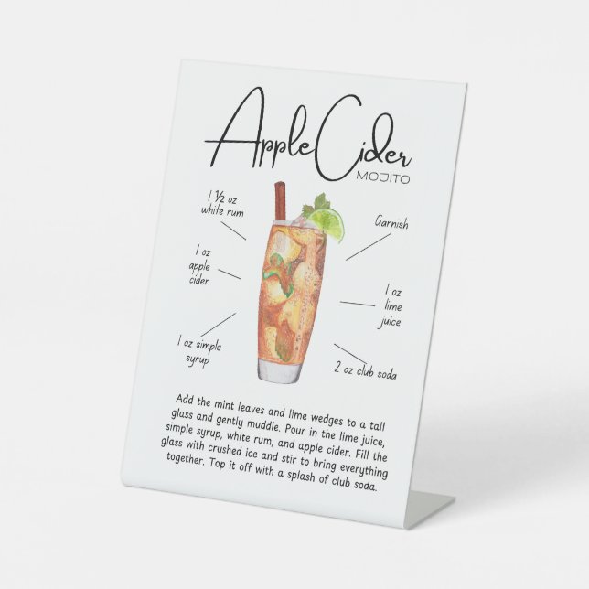 Expositor En L Apple Cider Mojito Cocktail Pedestal Sign (Anverso)